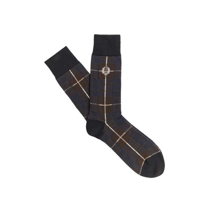 FREDPERRYフレッドペリーTARTANSOCKC1155（カラー：37Aブラックウォッチタータン:Q21BURNTTOBACCO）タータンチェックソックス（ポルトガル製）靴下