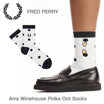 FREDPERRYフレッドペリーAmyWinehousePolkaDotSocksC3330（カラー：129SNOWWHITE）クルーネックソックス（ポルトガル製）
