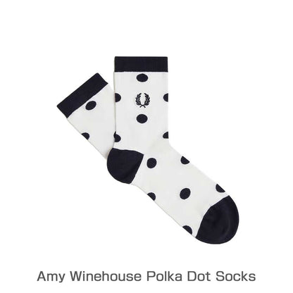 FRED PERRY フレッドペリー Amy Winehouse Polka Dot Socks C3330 （カラー：129 SNOW WHITE ） クルーネック ソックス（ポルトガル製）