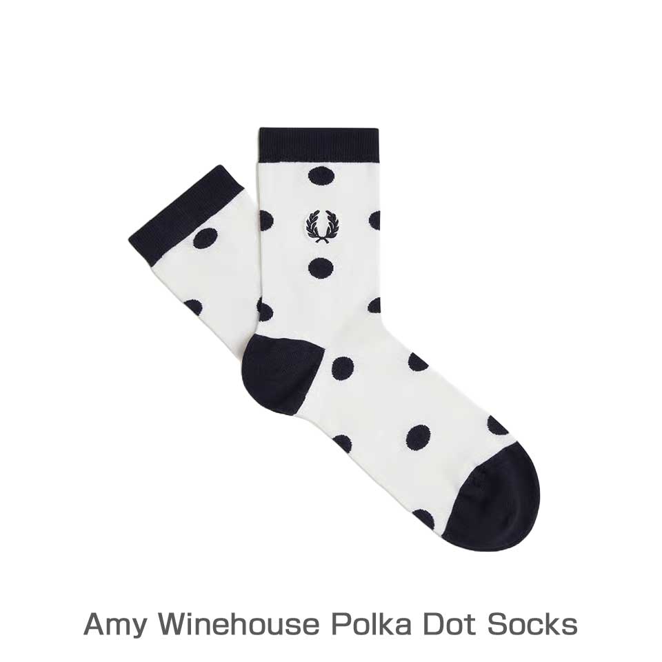 FREDPERRYフレッドペリーAmyWinehousePolkaDotSocksC3330（カラー：129SNOWWHITE）クルーネックソックス（ポルトガル製）