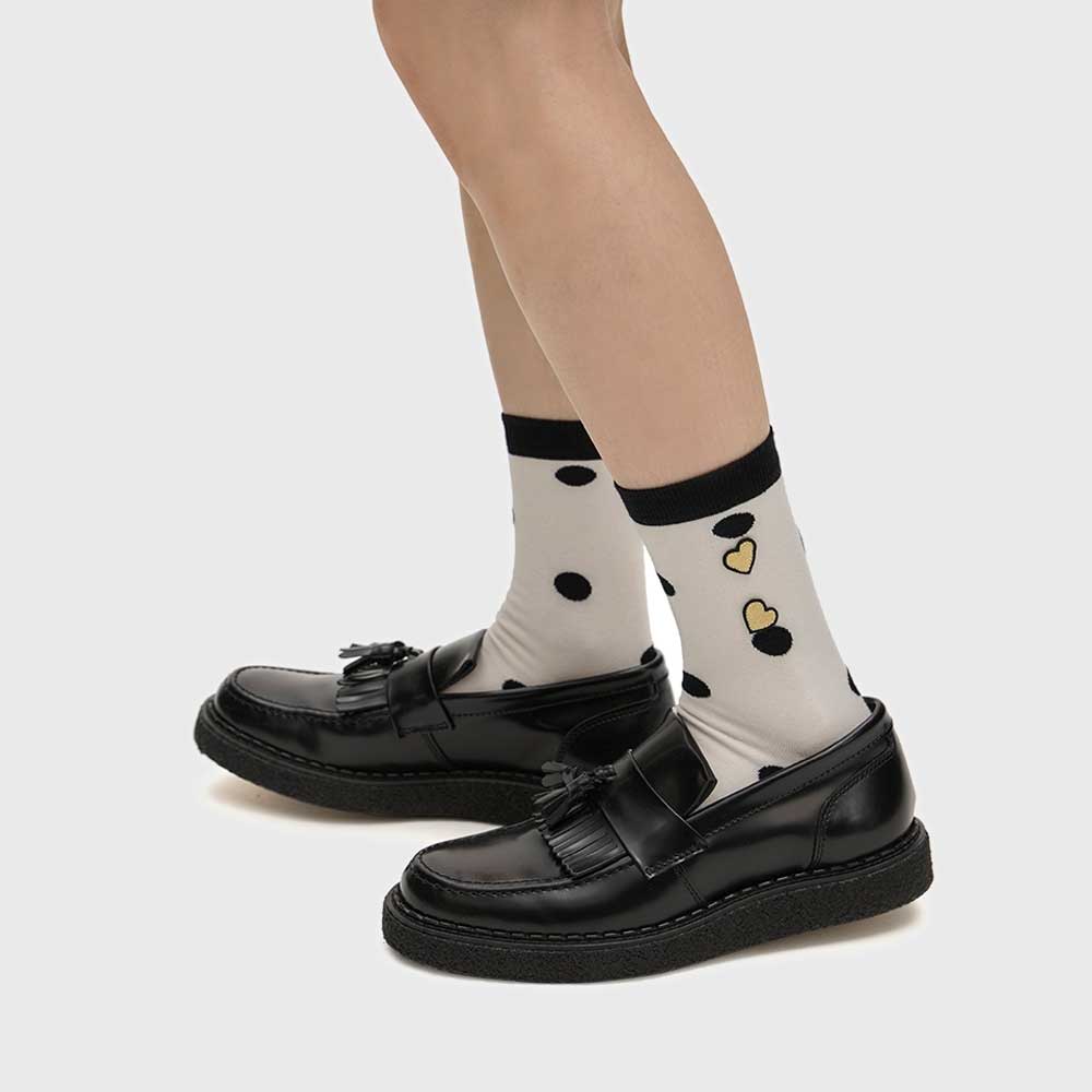 FREDPERRYフレッドペリーAmyWinehousePolkaDotSocksC3330（カラー：129SNOWWHITE）クルーネックソックス（ポルトガル製）