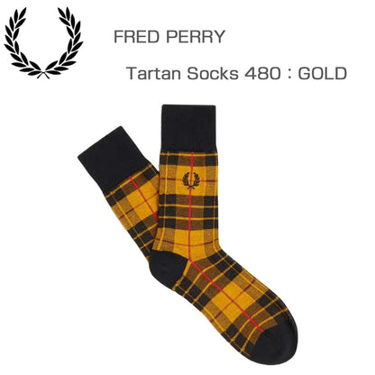 FREDPERRYフレッドペリーTARTANSOCKC3332（カラー：480GOLD）タータンチェックソックス（ポルトガル製）靴下