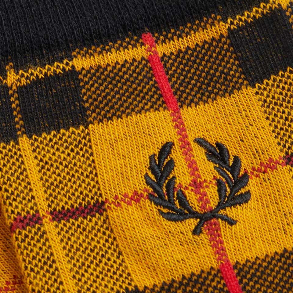 FREDPERRYフレッドペリーTARTANSOCKC3332（カラー：480GOLD）タータンチェックソックス（ポルトガル製）靴下
