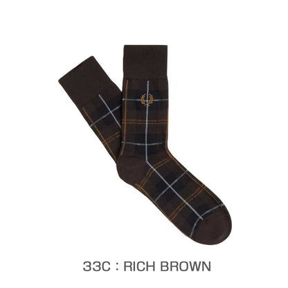 FRED PERRY フレッドペリー TARTAN SOCK C3333 （カラー：33C RICH BROWN） タータンチェック ソックス（ポルトガル製） 靴下