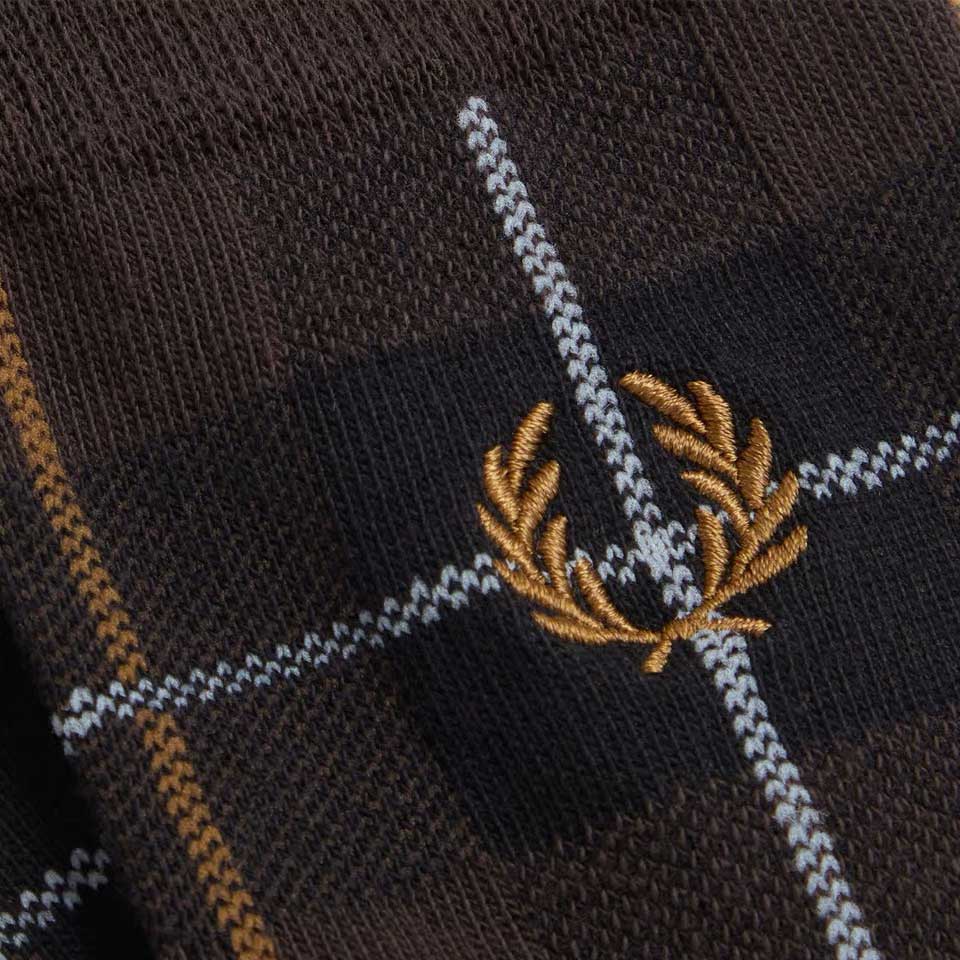 FREDPERRYフレッドペリーTARTANSOCKC3333（カラー：33CRICHBROWN）タータンチェックソックス（ポルトガル製）靴下