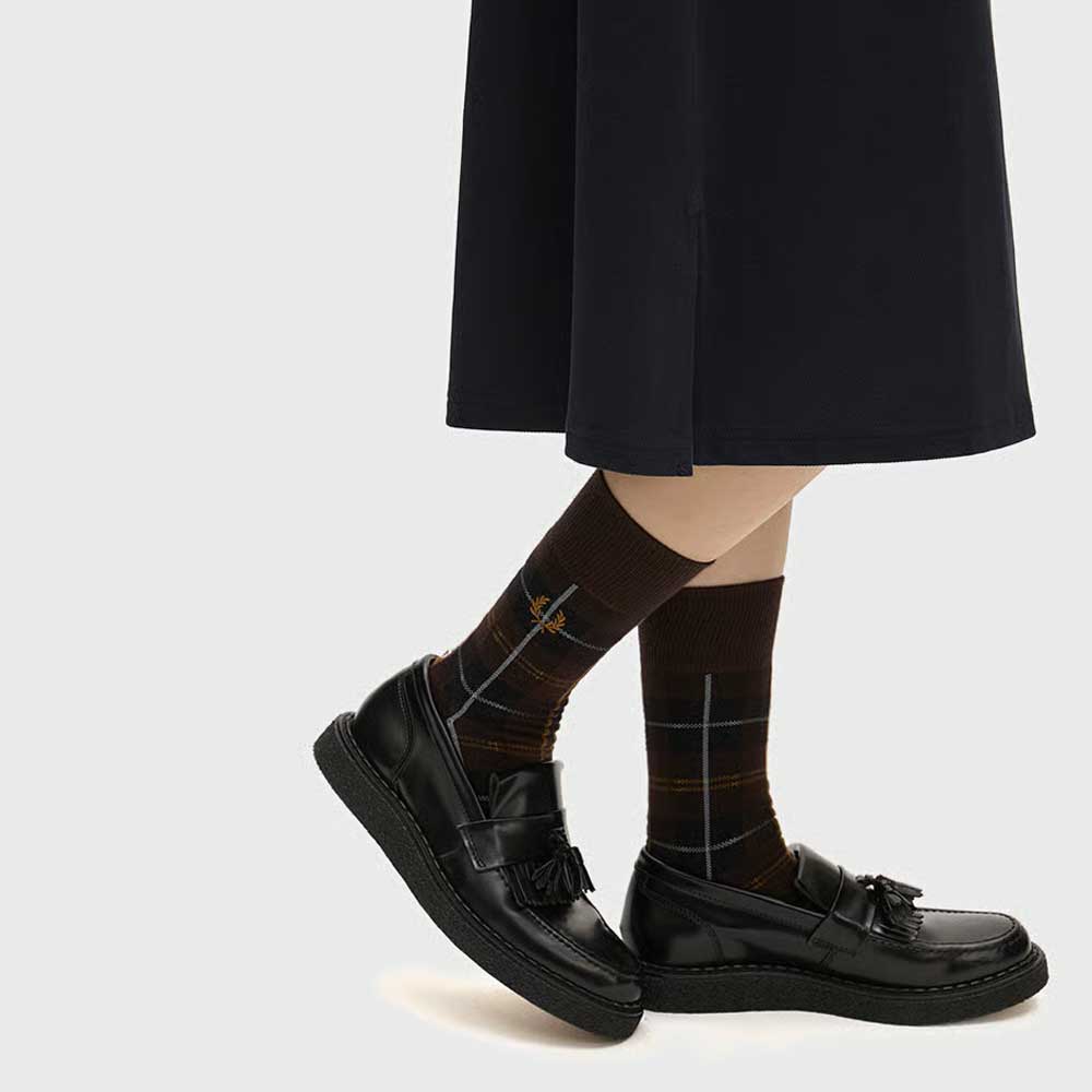 FREDPERRYフレッドペリーTARTANSOCKC3333（カラー：33CRICHBROWN）タータンチェックソックス（ポルトガル製）靴下