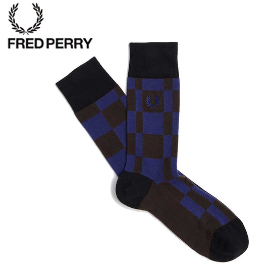 FRED PERRY フレッドペリー Checkerboard Socks C5132 （ポルトガル製） クルー ソックス 靴下