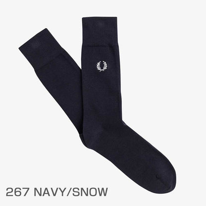 FRED PERRY フレッドペリー Classic Laurel Wreath Socks C7135  ：NAVY / SNOW WHITE(267) ・BLACK / SNOWWHITE(843)  ・SNOWWHITE / BLACK(L59)・LIGHT SMOKE(146) ・WARM STONE / BLACK(U88)・ECRU(560) ソックス（ポルトガル製）