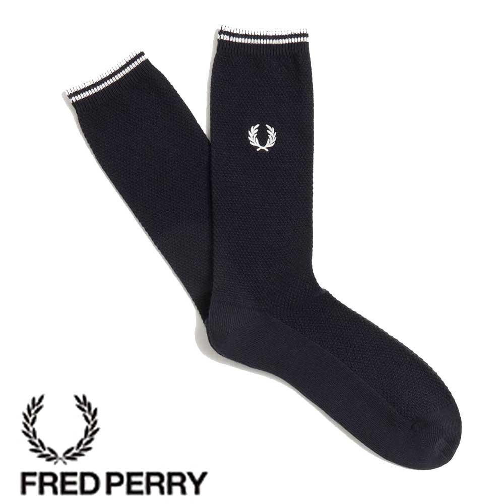 FRED PERRY フレッドペリー Tipped Socks C7170 NAVY(267) SILVER BLUE(670) BLACK(157)  ティップド ソックス（ポルトガル製）