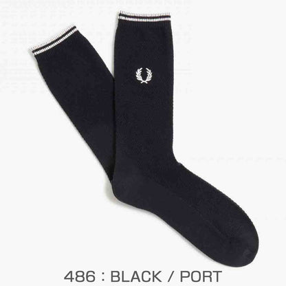 FRED PERRY フレッドペリー Tipped Socks C7170  ：BLACK / PORT(486) ・ SNOWWHITE / BLACK(L59)  ・NAVY / DARKC(R63)・OXBLOOD(T13) ティップド ソックス（ポルトガル製）