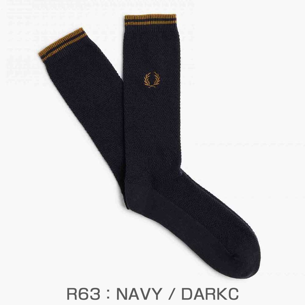 FRED PERRY フレッドペリー Tipped Socks C7170  ：BLACK / PORT(486) ・ SNOWWHITE / BLACK(L59)  ・NAVY / DARKC(R63)・OXBLOOD(T13) ティップド ソックス（ポルトガル製）