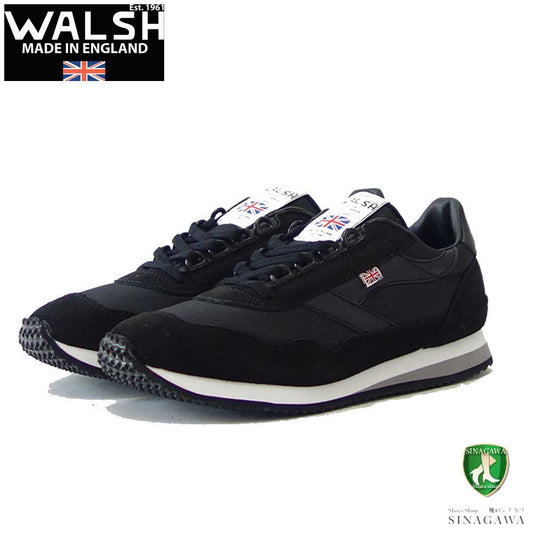 WALSH ウォルシュ ENS 70026（ユニセックス） ENSIGN カラー：ブラック（英国製） スエード＆人工繊維＆PVCのランニングスニーカー  「靴」