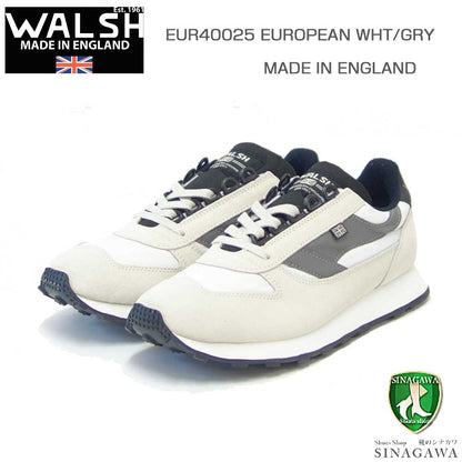 WALSH ウォルシュ EUR 40025（ユニセックス） European カラー：ホワイト／グレー（英国製） ヌバック＆人工繊維＆PVCのランニングスニーカー  「靴」