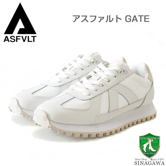 アスファルトASFVLTGATE（ゲート）gat033（ユニセックス）ホワイト快適スニーカー「靴」