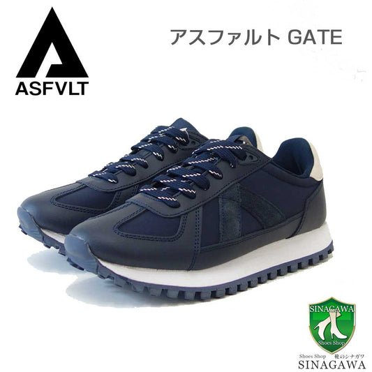 アスファルトASFVLTGATE（ゲート）gat034（ユニセックス）ネイビー快適スニーカー「靴」