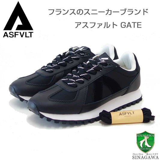 アスファルトASFVLTGATE（ゲート）gat035（ユニセックス）ブラック快適スニーカー「靴」