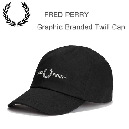 FRED PERRY フレッドペリー Graphic Branded Twill Cap HW4630 464（ブラック） キャップ ユニセックス フリーサイズ 帽子 カーブドバイザー ストラップ調整