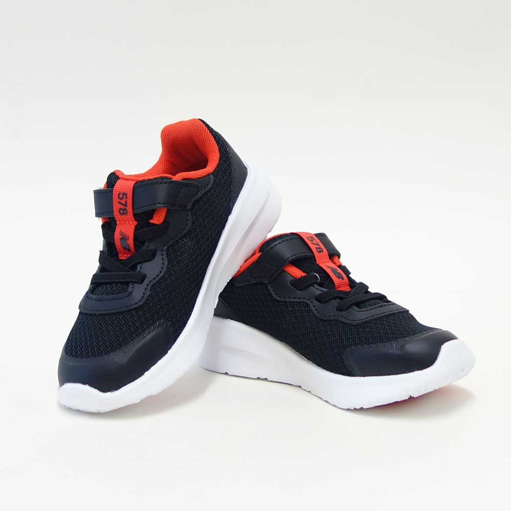 ニューバランスnewbalanceI57833Mブラック／オレンジ（リトルキッズスニーカー）マジックテープスニーカーインファント普段履き軽量「靴」