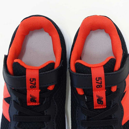 ニューバランスnewbalanceI57833Mブラック／オレンジ（リトルキッズスニーカー）マジックテープスニーカーインファント普段履き軽量「靴」