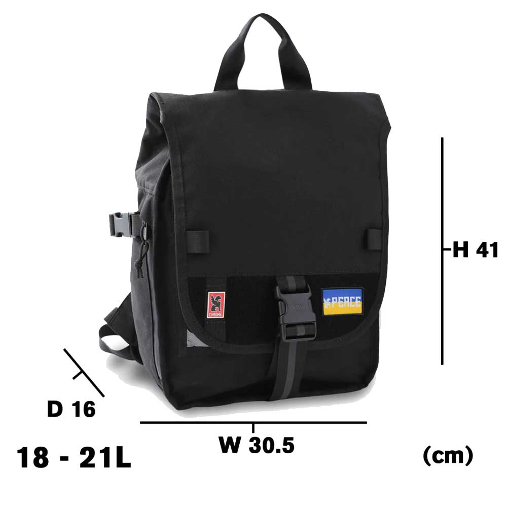 CHROME クローム WARSAW SMALL BACKPACK 18L（ワルシャワ スモール 18L）   JP196UKR カラー：ブラック(UKRINE FLAG) 容量 18L 耐水 バックパック