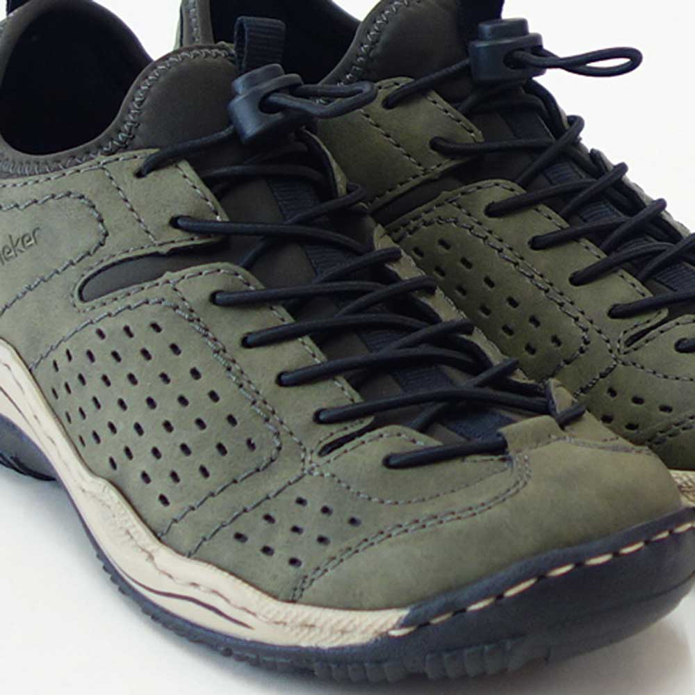 riekerリーカーL0574-54グリーン（レディース）人工皮革ストレッチクッション性の良いお洒落スリッポンフラットスニーカー「靴」