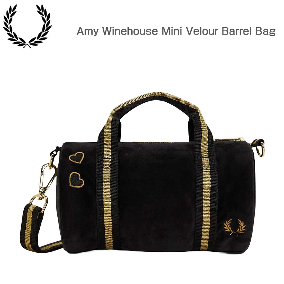 フレッドペリーバッグFREDPERRYAmyWinehouseMiniVelourBarrelBagL1185102(BLACK)ショルダーボストンバッグ