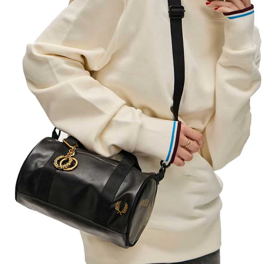 フレッドペリーバッグFREDPERRYTonalClassicMiniBarrelBagL1400774(BLACK/GOLD)ショルダーボストンバッグ