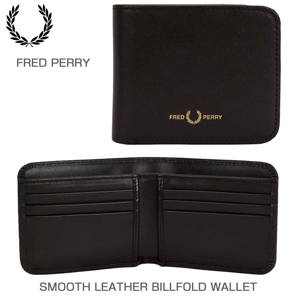 FREDPERRYフレッドペリーSmoothLeatherBillfoldWalletL2803102（ブラック）本革財布二つ折り