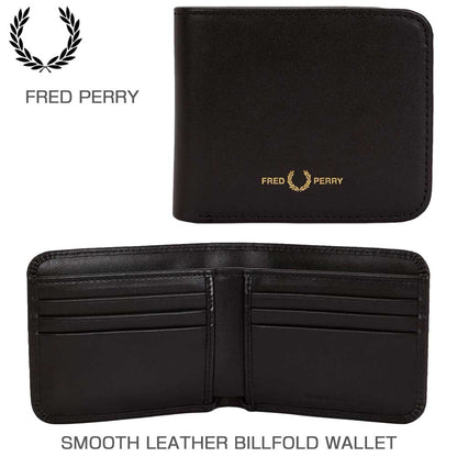 FREDPERRYフレッドペリーSmoothLeatherBillfoldWalletL2803102（ブラック）本革財布二つ折り
