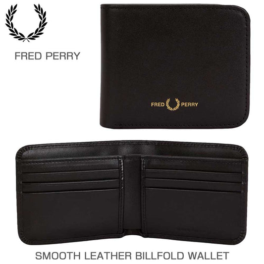 FREDPERRYフレッドペリーSmoothLeatherBillfoldWalletL2803102（ブラック）本革財布二つ折り