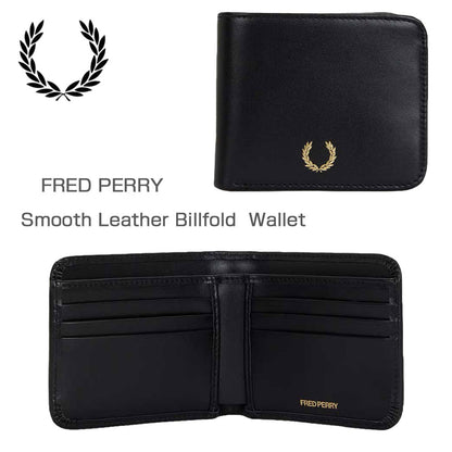 FREDPERRYフレッドペリーSmoothLeatherBillfoldWalletL3349102（ブラック）本革財布二つ折り
