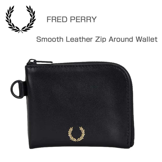 FREDPERRYフレッドペリーSmoothLeatherZipAroundWalletL3350102（ブラック）本革財布ラウンドジップウォレット