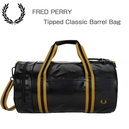 フレッドペリーバッグFREDPERRYTippedClassicBarrelBagL3352774（BLACK/GOLD）バレルバッグドラムバッグボストンバッグ