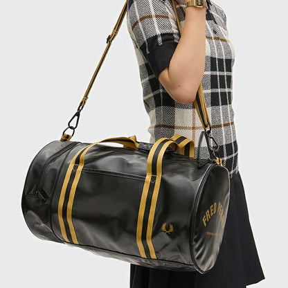 フレッドペリーバッグFREDPERRYTippedClassicBarrelBagL3352774（BLACK/GOLD）バレルバッグドラムバッグボストンバッグ