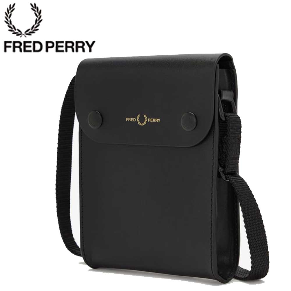 FRED PERRY フレッドペリー Burnished Leather Pouch Bag  L4331102（ブラック） ショルダーバッグ ポーチ ボディバック メッセンジャーバッグ
