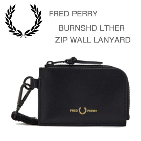 FRED PERRY フレッドペリー BURNSHD LTHER ZIP WALL LANYARD L6295102（BLACK） レザー ラウンドジップ ウォレット