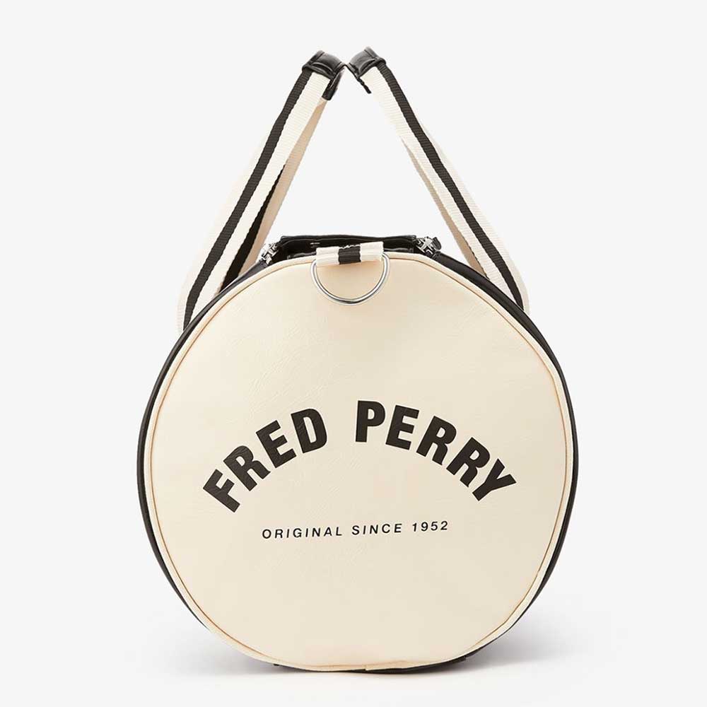 フレッドペリー バッグ FRED PERRY CLASSIC BARREL BAG   L7220 D57（BLACK / ECRU） バレルバッグ ドラムバッグ ボストンバッグ