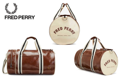 フレッドペリー バッグ FRED PERRY CLASSIC BARREL BAG   L7220 J89（TAN / ECRU） バレルバッグ ドラムバッグ ボストンバッグ