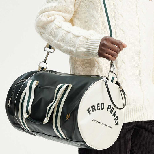 フレッドペリーバッグFREDPERRYCLASSICBARRELBAGL7255T11（NIGHTGREEN/ECRU）バレルバッグドラムバッグボストンバッグ