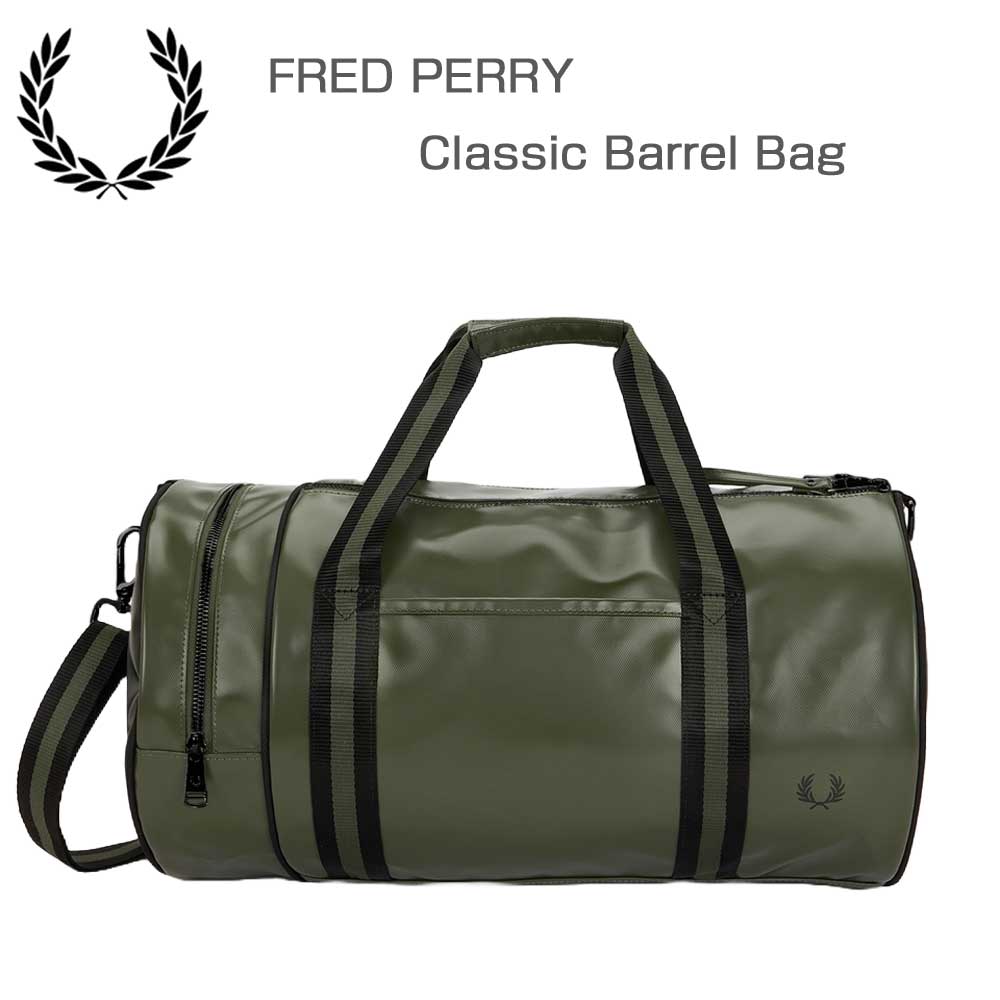 フレッドペリーバッグFREDPERRYCLASSICBARRELBAGL7255Z50（LAURELWREATHGREEN/BLACK）バレルバッグドラムバッグボストンバッグ