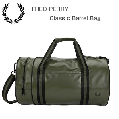フレッドペリーバッグFREDPERRYCLASSICBARRELBAGL7255Z50（LAURELWREATHGREEN/BLACK）バレルバッグドラムバッグボストンバッグ