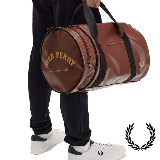 フレッドペリーバッグFREDPERRYTonalClassicBarrelBagL7260S54（WHISKYBROWN）バレルバッグドラムバッグボストンバッグ