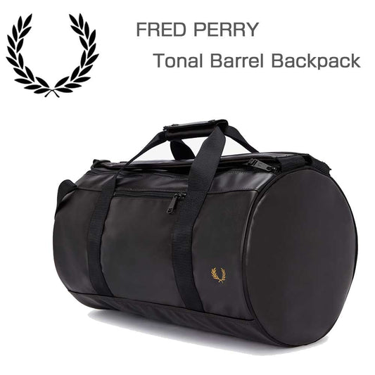 フレッドペリーバッグFREDPERRYTonalBarrelBackpackL8255774（BLACK/GOLD）バレルバッグドラムバッグボストンバッグバックパック