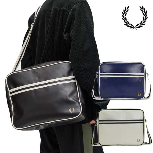 フレッドペリーバッグFREDPERRYClassicShoulderBagL8257(D57:BLACK/ECRU)(Y15:NAVY/ECRU)(V11:ECRU/NIGHTGREEN)ショルダーボディバッグ
