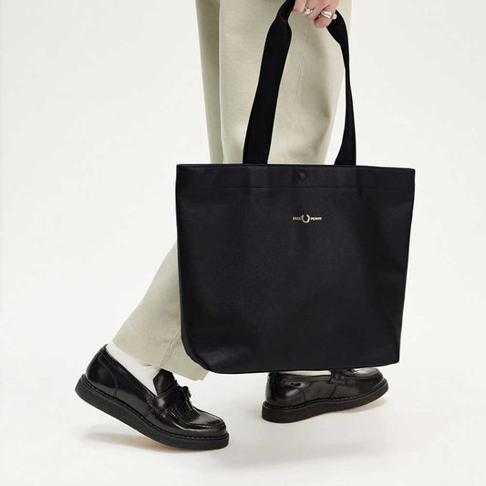 フレッドペリーバッグFREDPERRYTumbledLeatherToteBagL8288102（BLACK）本革トートバッグショルダーバッグ