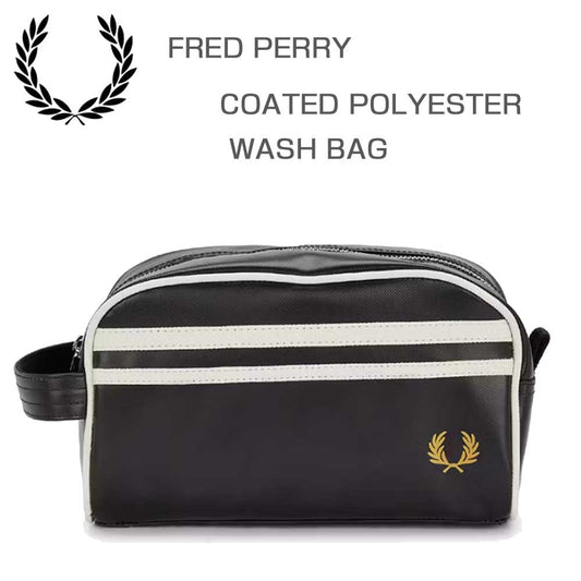 フレッドペリーバッグFREDPERRYCOATEDPOLYESTERWASHBAGL8298D57(BLACK/ECRU)ポーチセカンドバッグ