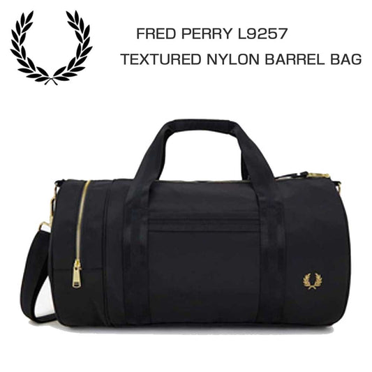 フレッドペリーバッグFREDPERRYTEXTUREDNYLONBARRELBAGL9257102（BLACK）バレルバッグドラムバッグボストンバッグ