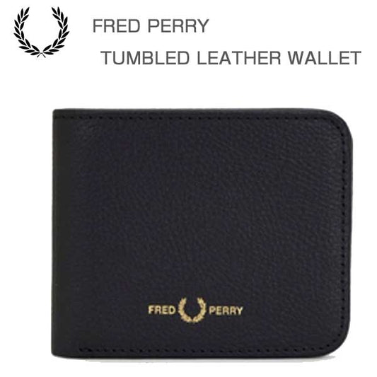 FREDPERRYフレッドペリーTUMBLEDLEATHERWALLETL9264102（ブラック）天然皮革レザー財布二つ折りウォレットカードケース