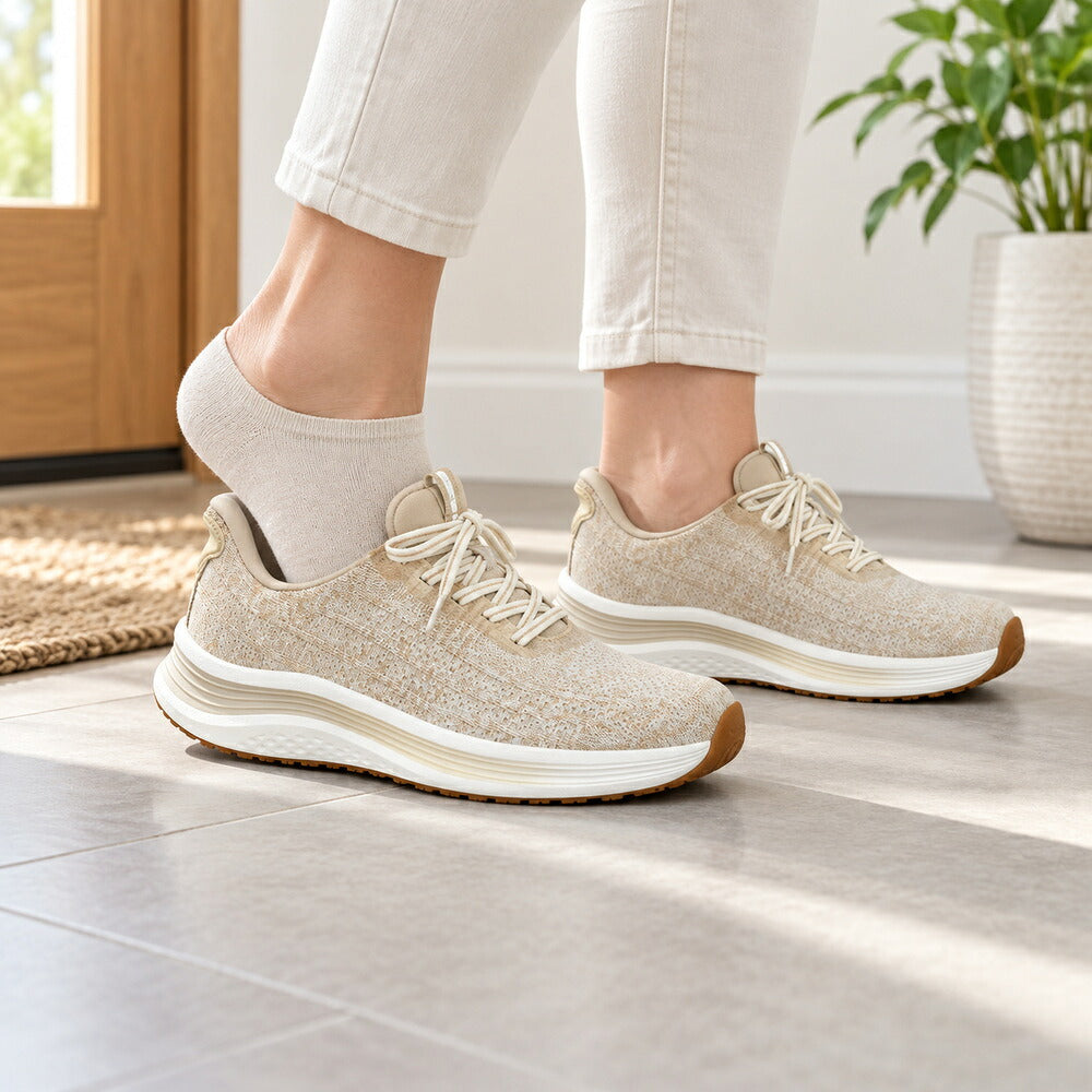 オーソフィートOrthofeetNIRA（ニラ）of80026203ブロンド（レディース）2E3Eレースアップスニーカーカスタマイズハンズフリー「靴」