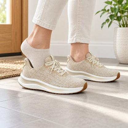 オーソフィートOrthofeetNIRA（ニラ）of80026203ブロンド（レディース）2E3Eレースアップスニーカーカスタマイズハンズフリー「靴」